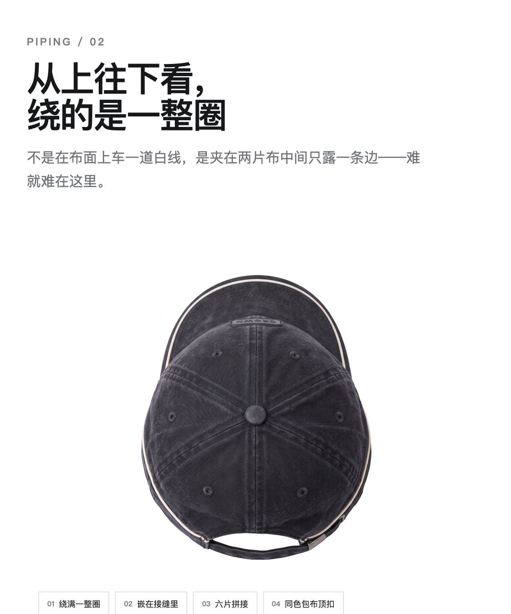 B0018 复古骨线水洗老爹帽 详情图 2
