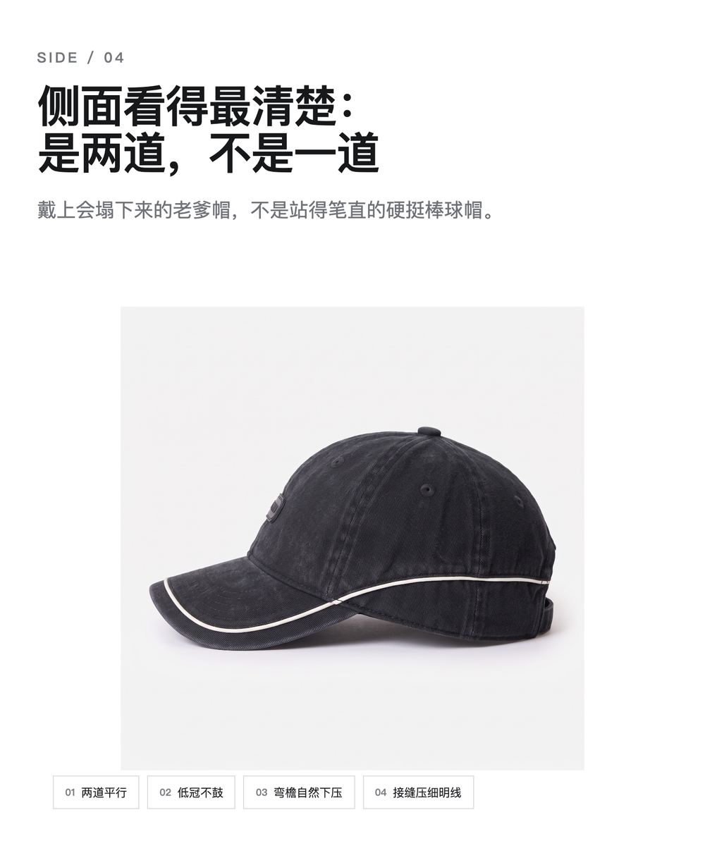 B0018 复古骨线水洗老爹帽 详情图 4
