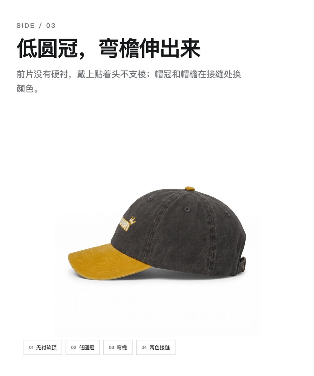 B0038 撞色帽檐水洗老爹帽 详情图 3
