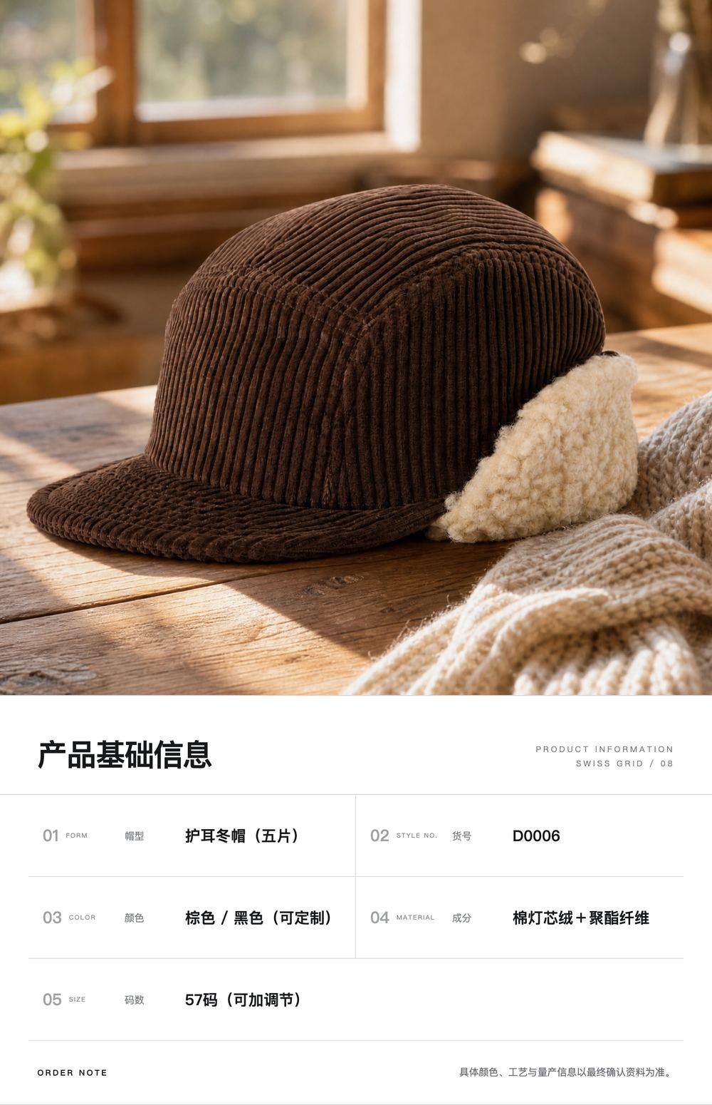 D0006 灯芯绒护耳冬帽 详情图 6